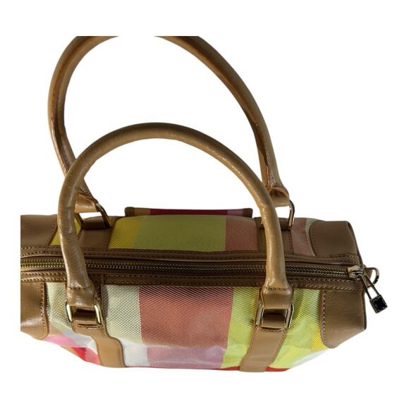 Vtg Liz Claiborne 90s Y2K Kelly Purse Gingham Pop Of Color Pattern Gold Accents - Picture 7 of 11